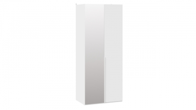 Шкаф для одежды с 1 глухой и 1 зеркальной дверями Порто 580 Белый Жемчуг, Белый софт