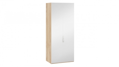 Шкаф для одежды с 2 зеркальными дверями Эмбер Яблоня Беллуно, Белый глянец