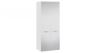 Шкаф для одежды с 2 зеркальными дверями Глосс Белый глянец
