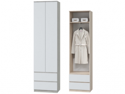 Шкаф для одежды с ящиком с выдвижной штангой Лори дуб серый/белый