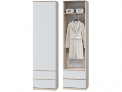 Шкаф для одежды с ящиком с выдвижной штангой Лори дуб сонома светлый/белый