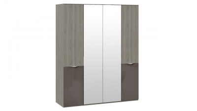 Шкаф комбинированный с 2 зеркальными дверями и 2 с ЛКП Либерти Хадсон, Фон серый