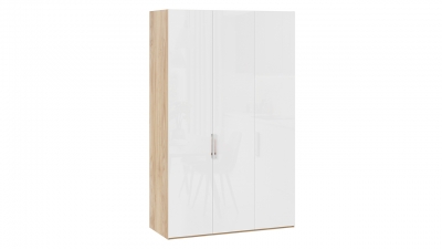 Шкаф комбинированный с 3 глухими дверями Эмбер Яблоня Беллуно, Белый глянец