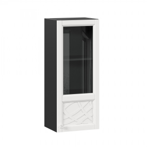 Шкаф кухонный 400 высокий со стеклом Джулия Чёрный-Белый