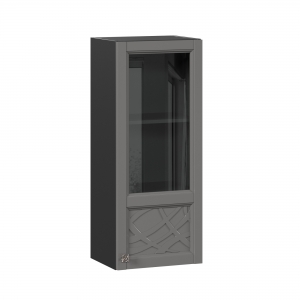 Шкаф кухонный 400 высокий со стеклом Джулия Чёрный-Оникс серый