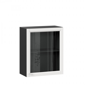 Шкаф кухонный 600 со стеклом Джулия Чёрный-Белый