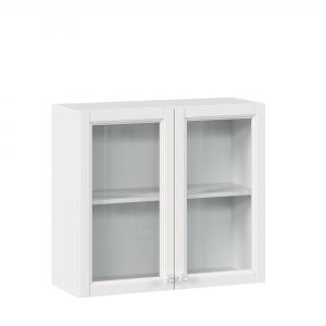 Шкаф кухонный 800 со стеклом Джулия Белый-Белый