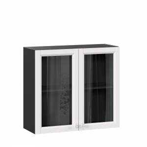 Шкаф кухонный 800 со стеклом Джулия Чёрный-Белый