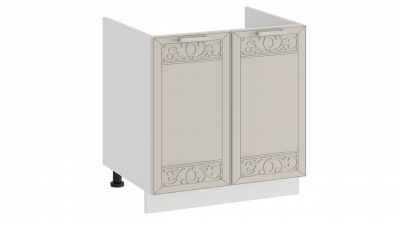 Шкаф напольный с двумя дверями под накладную мойку 600 Долорес Белый-Крем