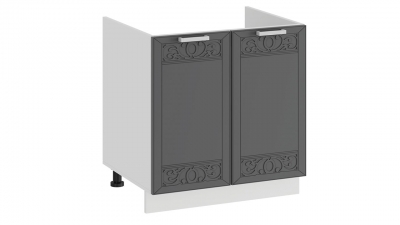 Шкаф напольный с двумя дверями под накладную мойку 600 Долорес Белый-Титан