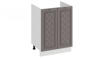 Шкаф напольный с двумя дверями под накладную мойку Бьянка Белый-Дуб серый