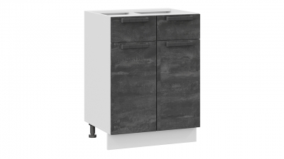 Шкаф напольный с двумя ящиками и двумя дверями Детройт Белый-Угольный Камень