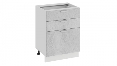 Шкаф напольный с тремя ящиками Гранита Белый-Бетон снежный