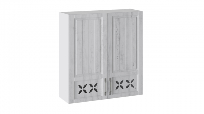 Шкаф навесной c декором Прованс Белый глянец-Санторини светлый