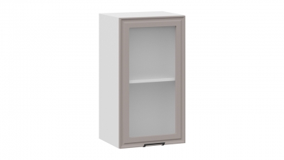 Шкаф навесной c одной дверью со стеклом Белладжио Белый, Софт капучино