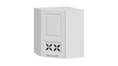 Шкаф навесной угловой c углом 45 с декором Скай Белоснежный софт