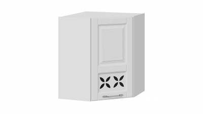 Шкаф навесной угловой c углом 45 с декором Скай Белоснежный софт