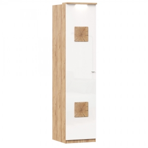 Шкаф одностворчатый с декоративными накладками Фиджи Дуб Золотой-Белый