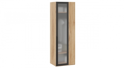 Шкаф угловой 580 с 1 дверью со стеклом Порто Яблоня Беллуно-Графит-стекло сатин черное