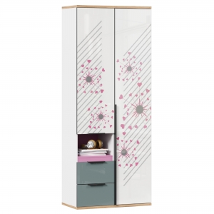 Стеллаж со шкафом комбинированным Урбан Белый-Розовый
