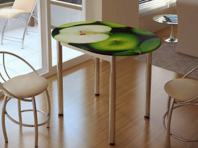 Стол обеденный с принтом зеленое яблоко