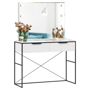 Стол туалетный с зеркалом с подсветкой Норд Белый-Статуарио