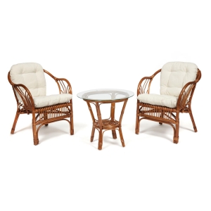 Террасный Комплект NEW BOGOTA (2 кресла , стол) - с подушками - coco brown (коричневый кокос)