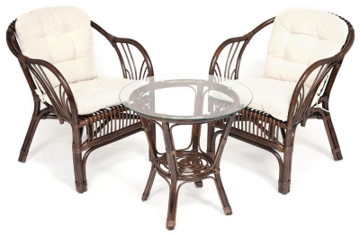 Террасный Комплект NEW BOGOTA (2 кресла , стол) - с подушками - walnut (грецкий орех)